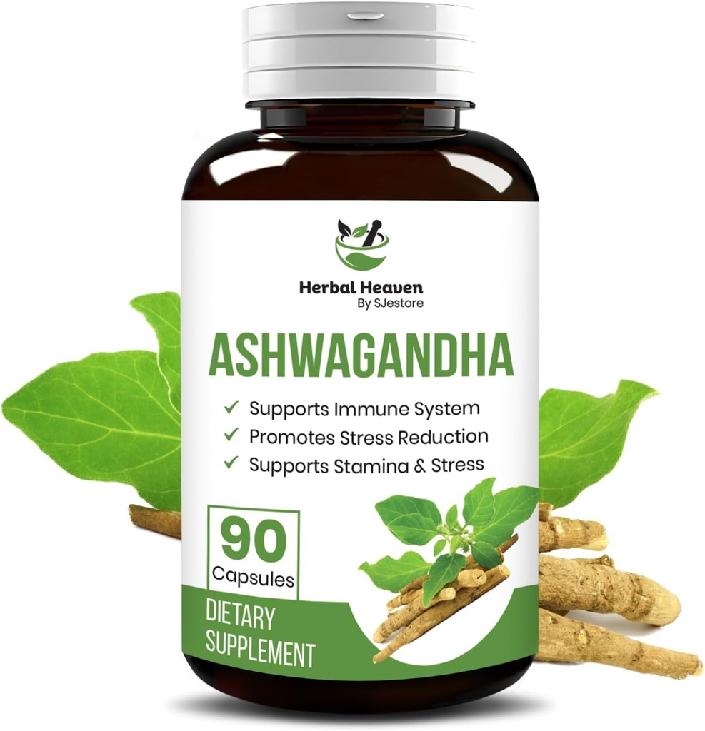 Herbal Heaven Ashwagandha Capsules 90 Count | Ashwagandha Powder Capsule per il benessere complessivo finale