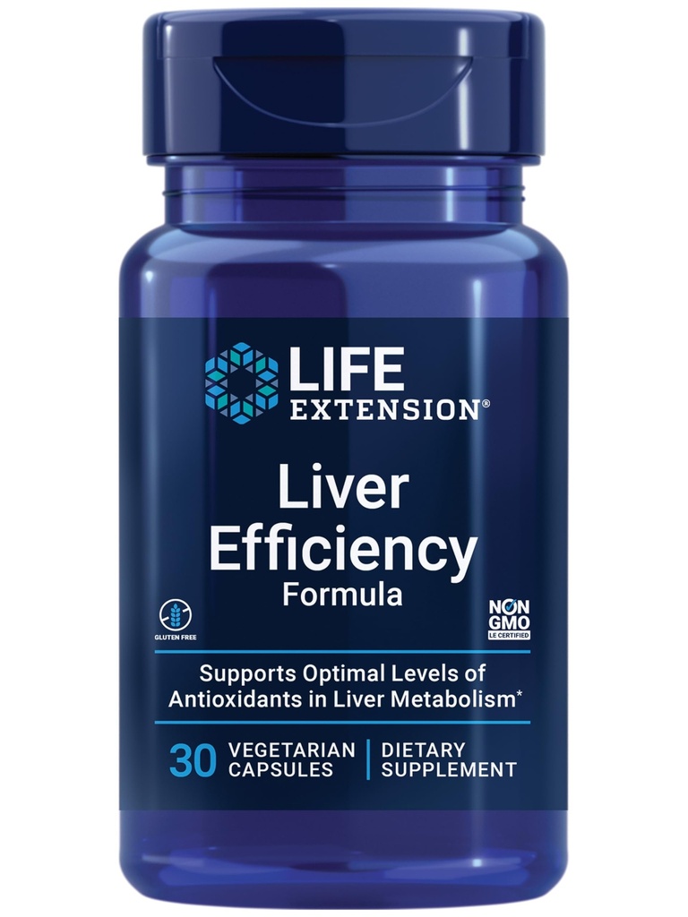 Formula di efficienza del fegato di estensione di vita, supporta la funzione di fegato sano al livello cellulare e livelli ottimali di antiossidanti nel metabolismo del fegato, senza glutine, non OGM, vegetariano, 30 capsule