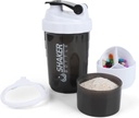 Shaker Bottiglia - Protein Shaker Cup con scomparti di stoccaggio - Bottiglie di allenamento a prova di perdite con Mixer per miscelatore di liscio-500ML/16oz (WHITE & BLACK)