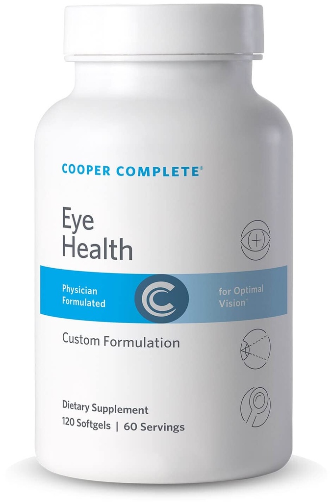 Cooper Complete - Eye Health Supplement - Lutein, Meso Zeaxanthin e Zeaxanthin, Vitamina C & E - 120 Softgels per Bottiglia. Confezione da 2