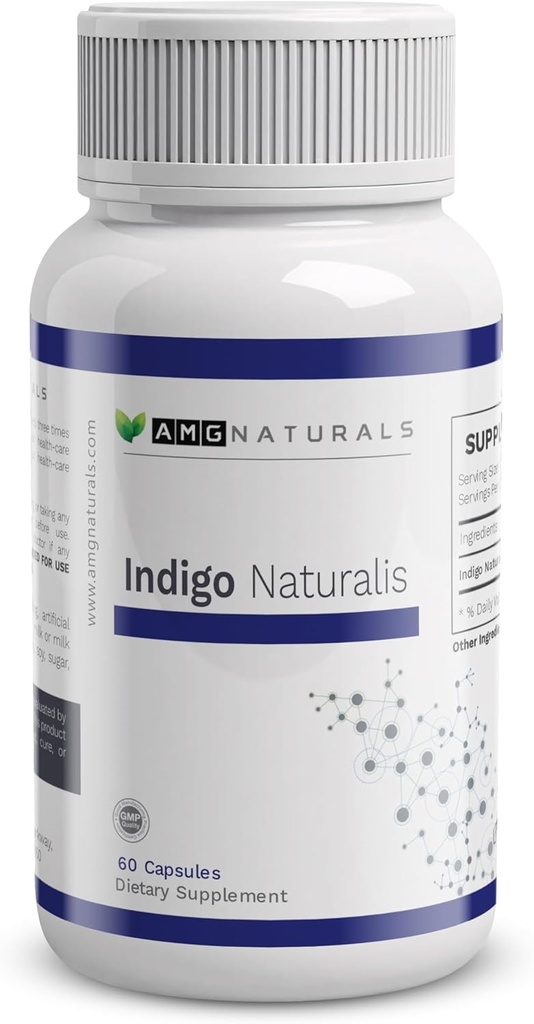 Indigo Naturalis - 60 Capsule di Pure Indigo Naturalis con Senza Binders, Senza Filler, Senza Eccipienti, Senza Preservativi - Tutta Herb