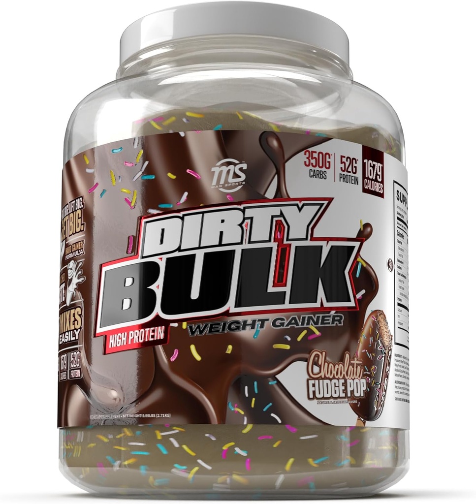 MAN Sports - Bulk sporco: Polvere di Gainer di grasso ad alta proteina di Fudge Pop di cioccolato con 52g di proteine