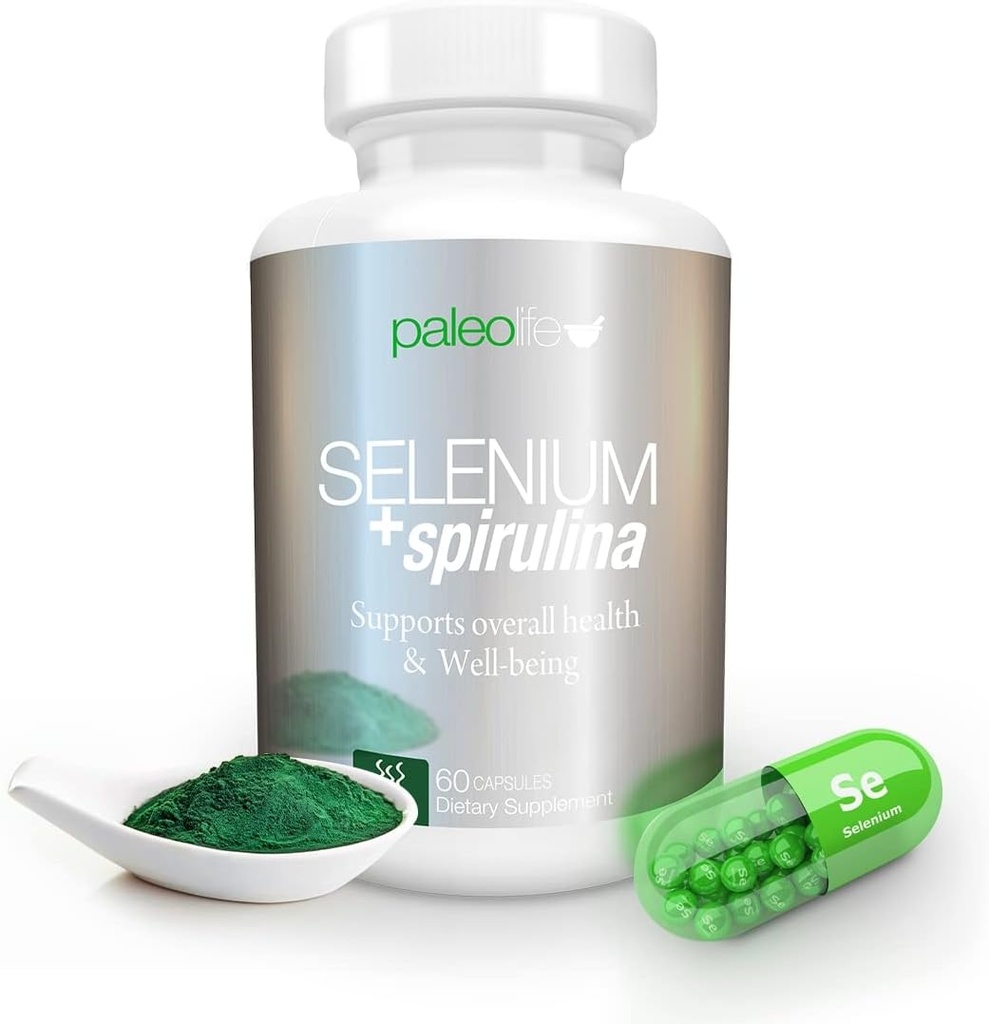 Concentrazione, Memoria ed Energia con Selenio Premium + Spirulina - Supplemento Antiossidante Premium per Funzione Cervello - Alimentazione 60 giorni (60 capsule) - (1-Pack)