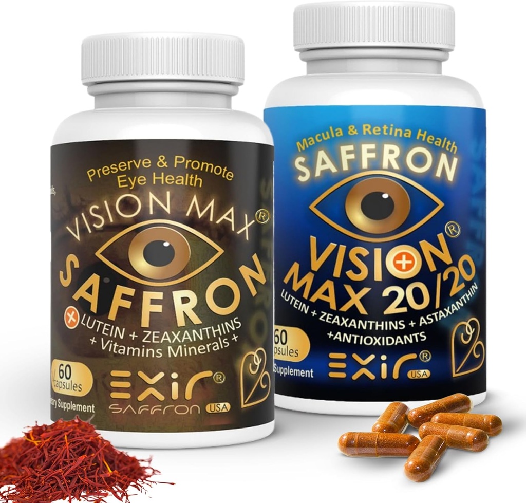 Integratori di vitamine dell'occhio EXIR, Set di 2 - Supporta Retina Maculare, 120 capsule