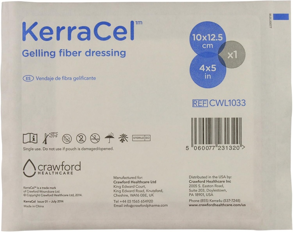 4"x 5" Gelling Fiber Wound Dressing (CWL1033) - Absorbs e Isolates Drainage e Bacteria, Micro-Contours to The Wound Bed, Mantiene livelli di umidità sani (1 ogni)