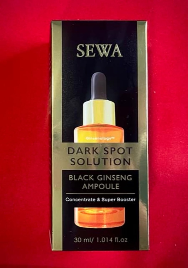 Sewa Dark Spot Solution Black Ginseng Ampoule Concentrate & Super Booster 30ml. Malasma Trattamento, 1.01 Fl Oz (Pack of 1), Confezione da 1