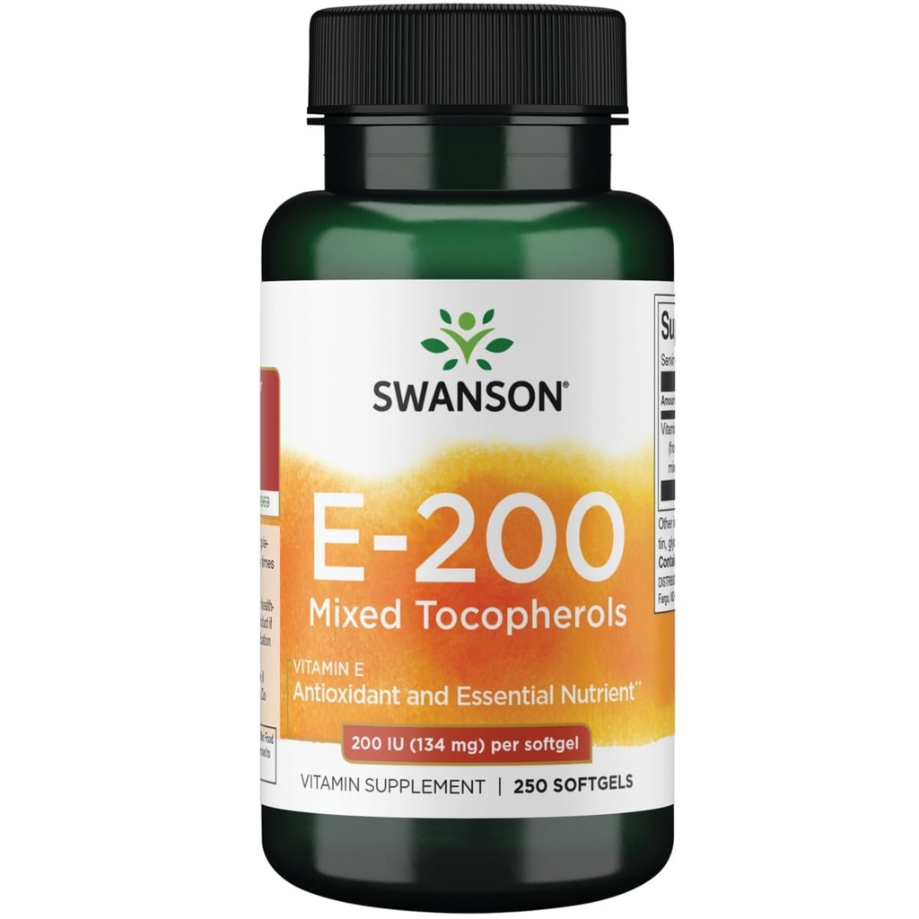 Cigno vitamina E Tocoferoli misti 200 Iu (134 milligrammi) 250 Sgels