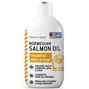 Olio di salmone per cani - Olio di pesce Premium per la salute della pelle e del cappotto - Supplemento Omega 3 - Supporta la pelle prurito - 8 oz liquido - Olio di salmone del cane norvegese - Integratore di cani essenziale