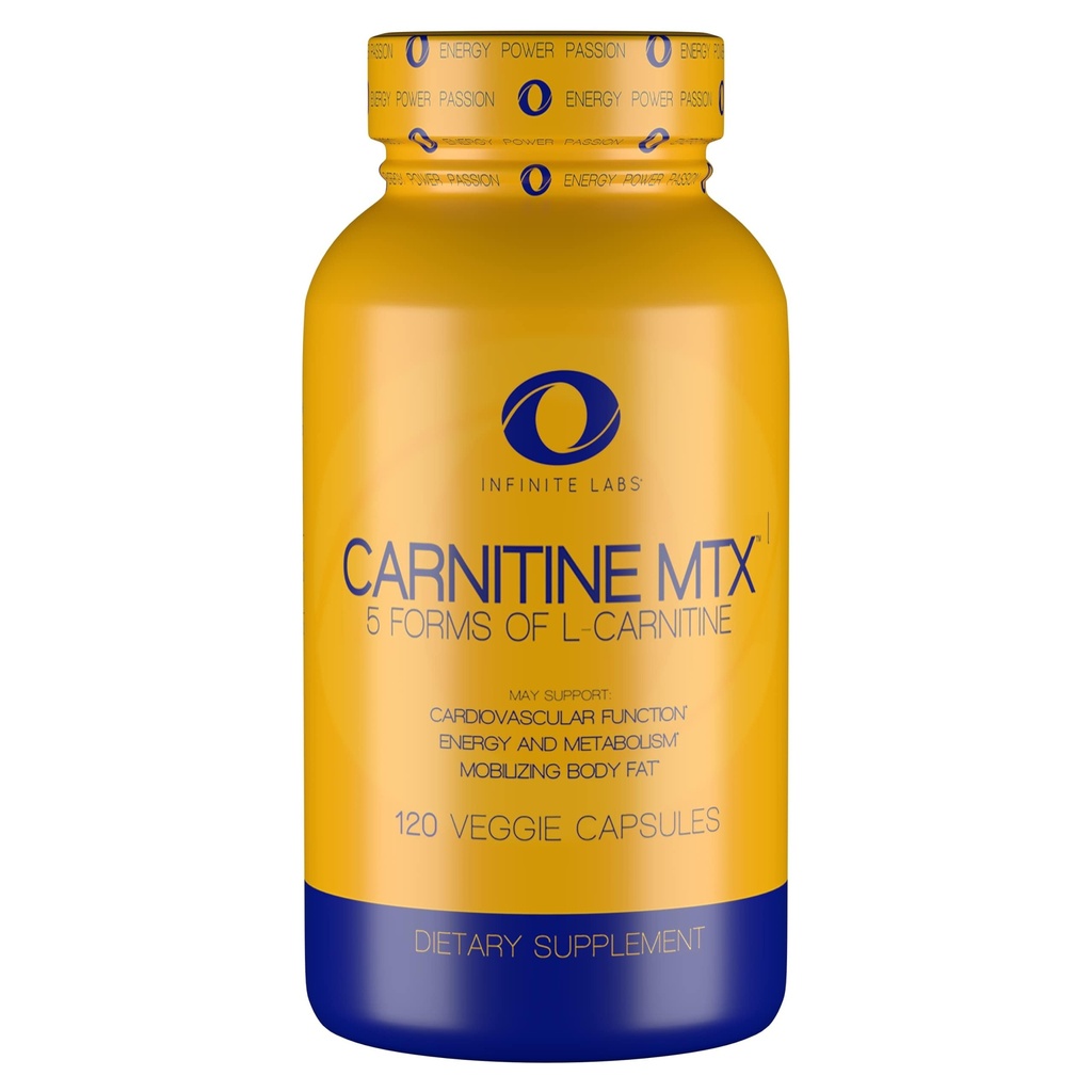 Infinite Labs L Carnitina 1000mg MTX - Aminoacido Miscela di Carnitina Fumarate, L-Carnitina L-Tartrate, Acetil L-Carnitina, L-Carnitina HCL, L-Carnitina Base 120 capsule Veggie.
