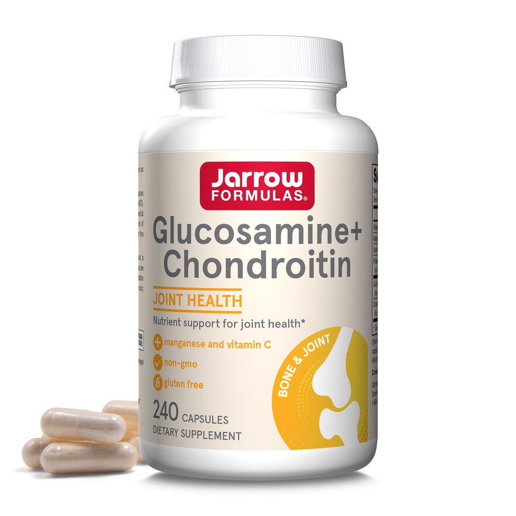 Jarrow Formulas Glucosamine + Condroitina - 240 Capsule - Supporto Nutriente di Salute Congiunta - con Vitamina C & Manganese - 60 Serve
