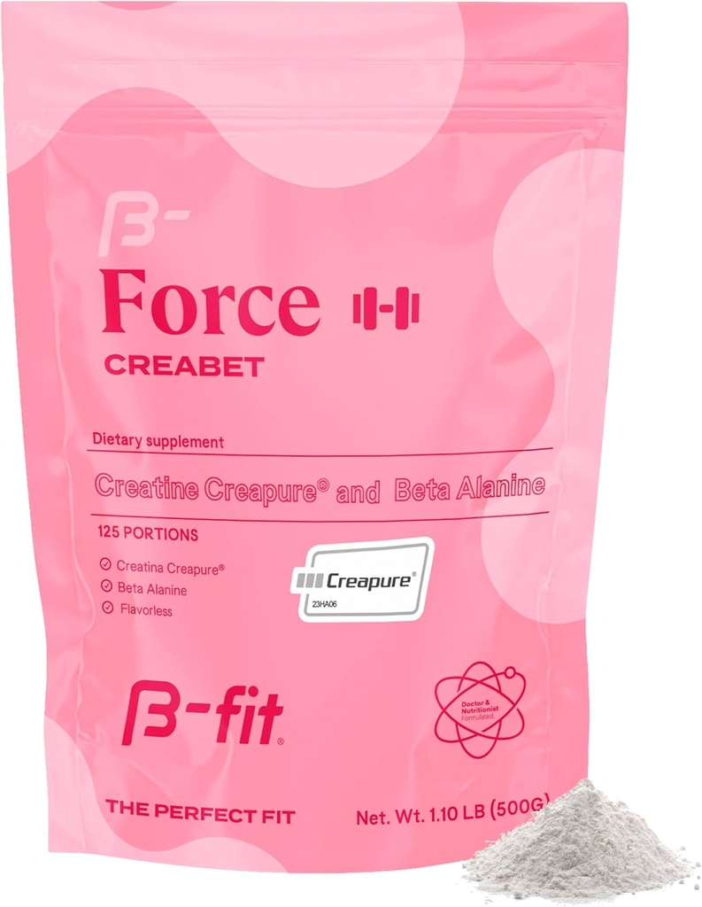 Creabet Creatina monoidrato per le donne - Creapure - Polvere monoidrata di creatina con Beta-Alanine 500g - Supplemento pre allenamento - 125 Serve +4 Mesi di alimentazione - non aromatizzato