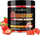 Creatina Monoidrato Gummies 5000mg per uomini e donne, Creatina monoidrato, L-Taurina, Vitamina B12 per la crescita del muscolo, resistenza, messa a fuoco, energia e salute, senza zucchero, Vegan, aroma di fragola, 120 Conte