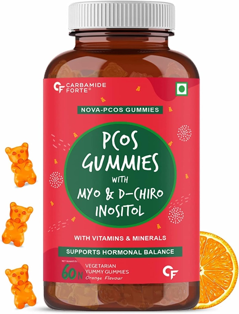 Kavir PCOS Supplementi per le donne con 40:1 Ratio di Myo & D Chiro Inositol Fortificata con PCOS Vitamine & Minerali - Flavour arancione - 60 Veg Gummies