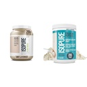 Bundle di Isopure Polvere di proteine di pea vegana organica non aromatizzata, latticini gratuiti con aminoacidi, 20 porzioni + polvere di peptidi di collagene di isopure, 14 porzioni, non aromatizzata, con vitamina C, con biotina
