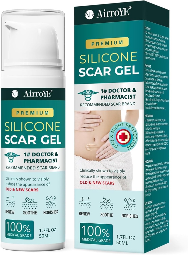 Gel di cicatrice in silicone per il marchio di stretch: 100% crema di cicatrici in silicone - Rimuovi nuovi cicatrici della pelle vecchia 50g