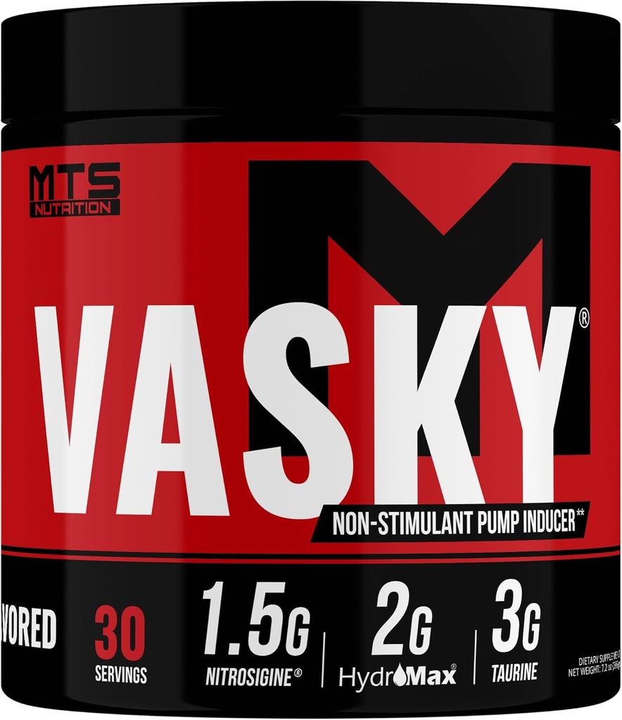 MTS Nutrition Vasky Non-Stimolant Pump Induttore - Muscolo Saturating Preworkout - 30 Serve non aromatizzate