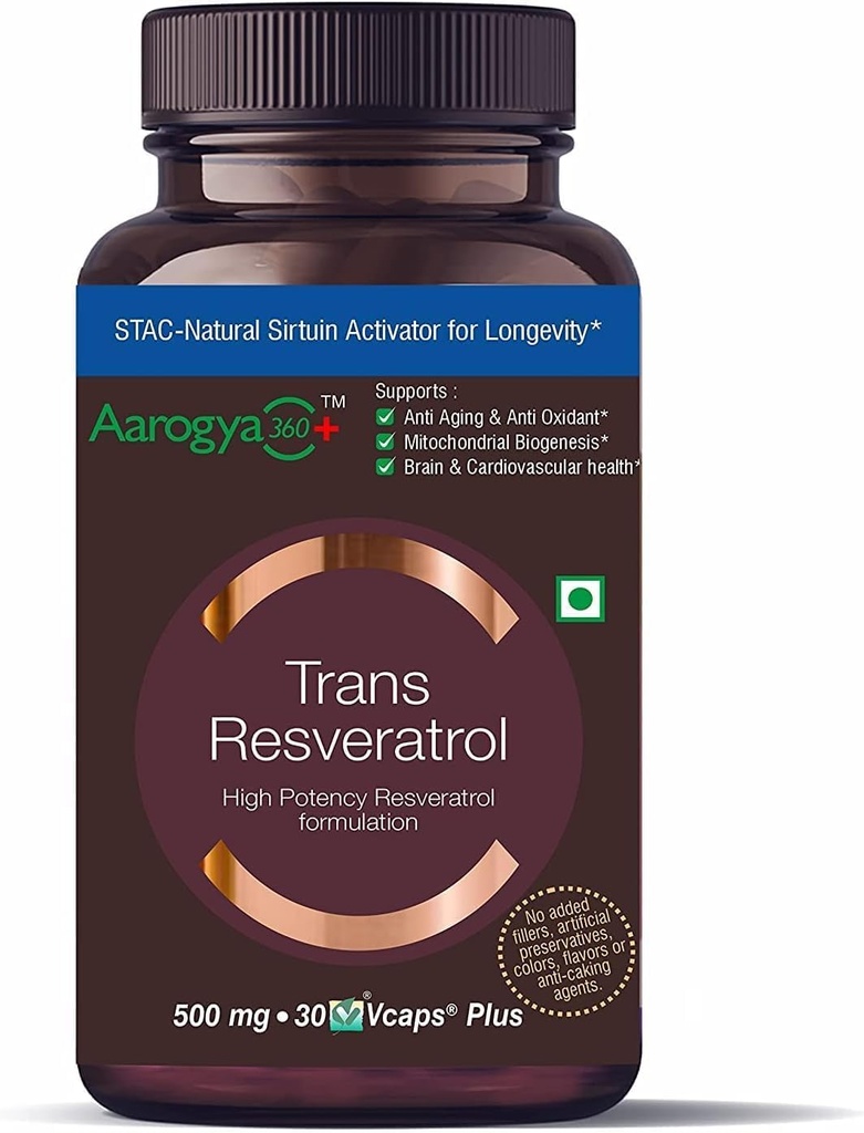 Pure Trans Resveratrolo 500 mg con Bio Perine Anti Aging Skin Care Antioxidant Supplemento per la salute del cuore & Daily Immune Support 30 Veg Capsule | per l'assorbimento superiore