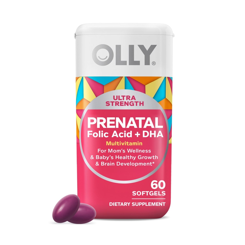 Multivitaminici prenatali ad ultra resistenza, supporta la crescita sana, lo sviluppo del cervello, ferro, acido folico, DHA, vitamine C, E, 30 giorni di alimentazione-60 conteggio