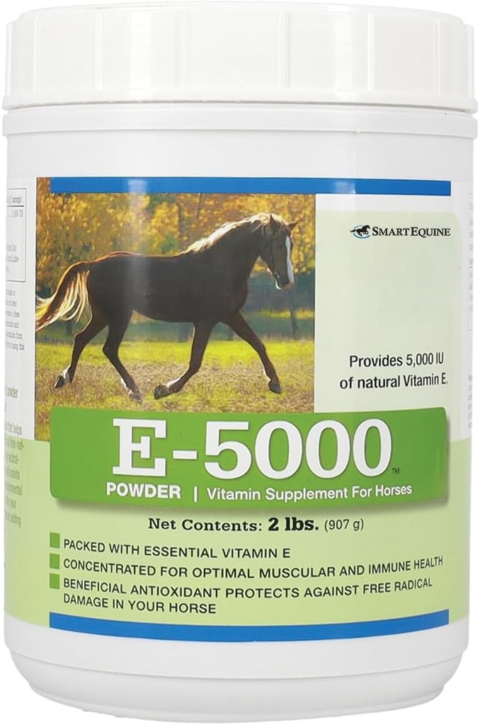 E5000 Powder | Vitamina E per Cavalli | Supporto antiossidante con supplemento di vitamina E del cavallo | Concentrato per il supporto ottimale del muscolo e del benessere | 2 lb