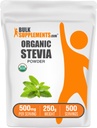 BulkSupplements.com Polvere di Stevia Organica - Addolcitore puro, Sorgente da foglie di Stevia, Supplemento di erbe - Vegan & Gluten Free, 500mg per Serving, 250g (8.8 oz) (Pack of 1)