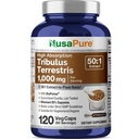 NusaPure Tribulus Terrestris 50:1 Extract, 1000 mg Equivalente a 50.000mg| 120 Veggie Caps | 95% Saponine steroideali | Non OGM, Bioperine