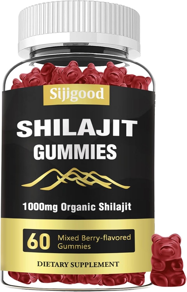 Shilajit Gummies con 85+ Trace Minerals Supplement, Shilajit for Men & Women - 60 Mixed Berry Flavored Gummies
