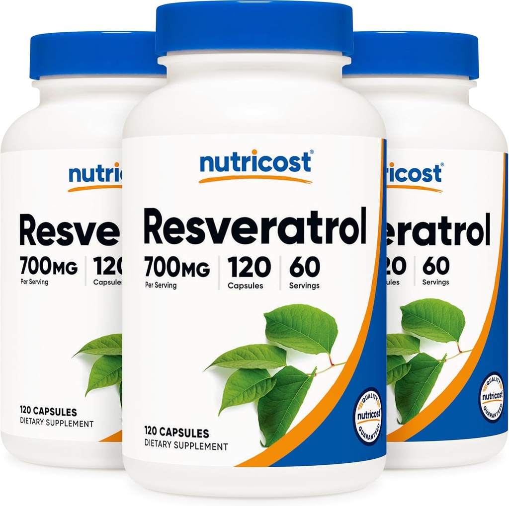Nutricost Resveratrolo 700mg; 120 capsule vegetali - 50% Trans-Resveratrolo (3 bottiglie)