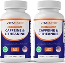 Pillole di caffeina Vitamatic con L-teanina – 300 mg Per Tablet – 120 compresse vegetariane (Pack di 2, Total 240 compresse)