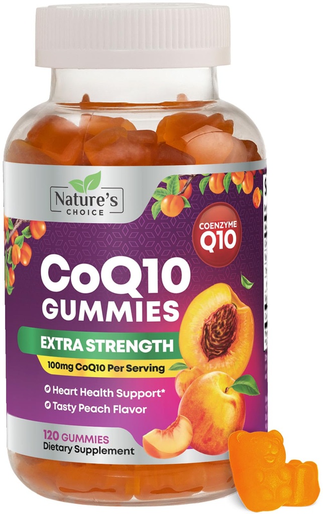 CoQ10 Gummies per adulti - Coenzyme Q10 100mg Per Serving - 3X Forza, Supplemento antiossidante ad alto assorbimento per il supporto di salute del cuore & produzione di energia - Co Q10 (Coq 10) Integratori - 120 Gummies