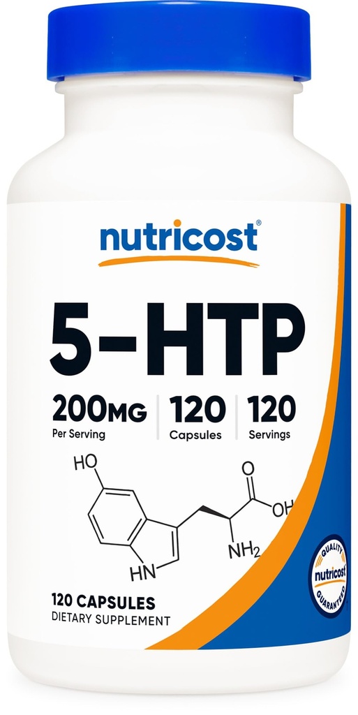 Nutricost 5-HTP 200mg, 120 Capsule Vegetariani (5-Hydroxytryptophan) - Non-OGM & Gluten Free