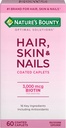 Soluzioni ottimali per capelli, pelle e unghie Formula, con 3.000 mcg Biotina, 60 Caplets rivestiti, 20 Total Servings