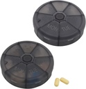 Portable Weekly Pill Organizer 7 Day Pills Container, Rotondo Pill Case Travel Friendly, Daily Week Pill Reminder Case, BPA-Free Vitamin, Supplemento, Fish Oil, Medication Planner (nero)