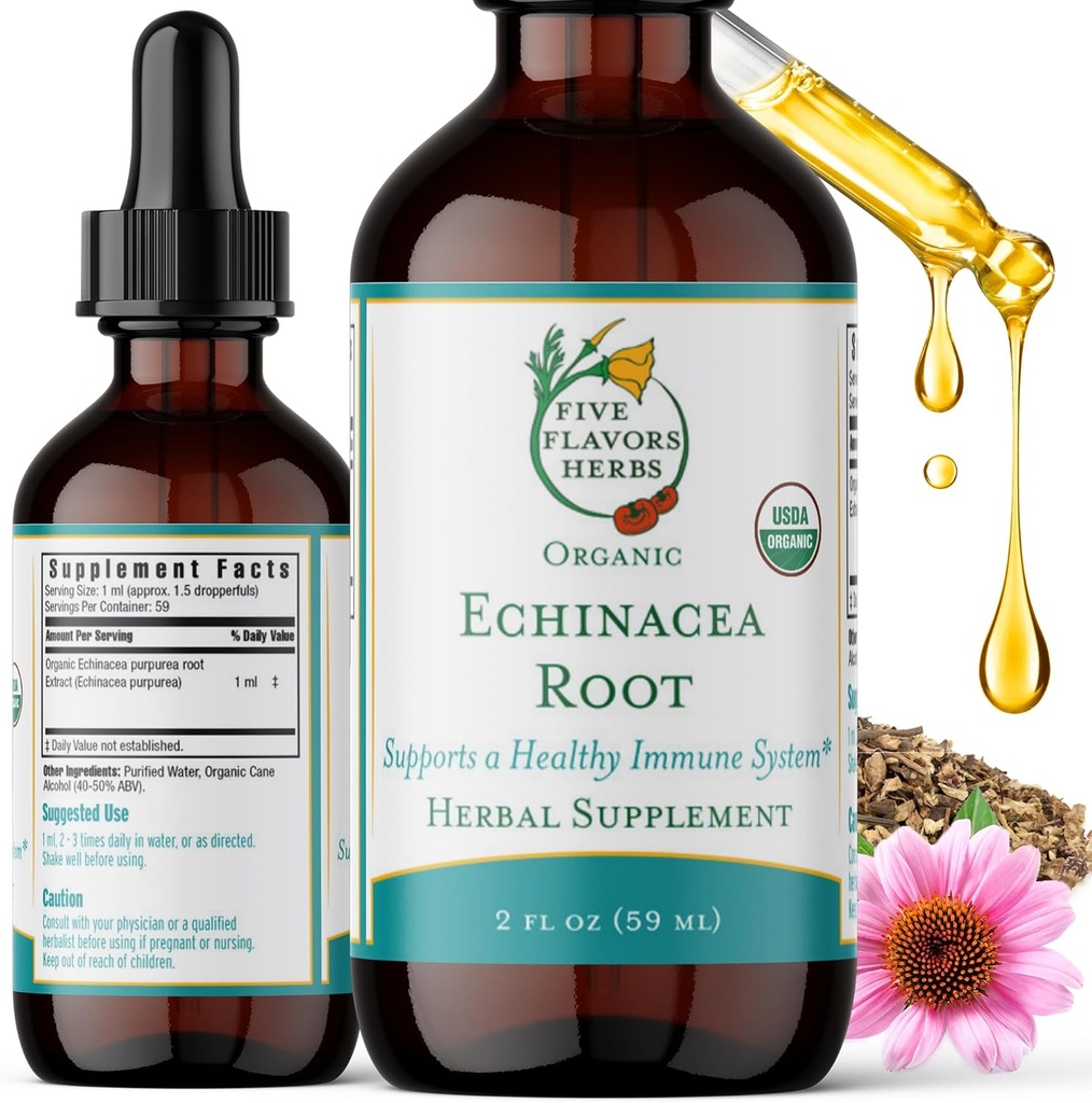 Tintura di radice di Echinacea - Supporto di sistema immunitario, per Bites, Stings & Wounds, Avena lattea, Integratore di erbe - 2 Fl Oz