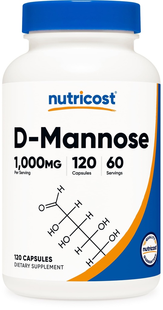 Nutricost D-Mannose 1000mg Per Serving, 120 Capsule - 500mg Per Capsule, Urinary Tract Health, Non OGM e Gluten Free