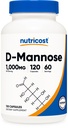 Nutricost D-Mannose 1000mg Per Serving, 120 Capsule - 500mg Per Capsule, Urinary Tract Health, Non OGM e Gluten Free