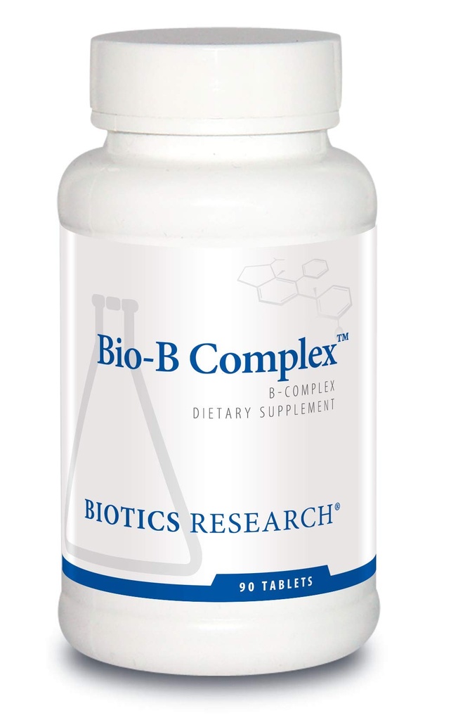Biotics Ricerca Bio B Complesso ad alta potenza B-Complex con Folate e Vitamine B2, B6 e B12 per la produzione di energia, Supporta funzione cardiovascolare, vie metaboliche, salute del cervello 90 schede