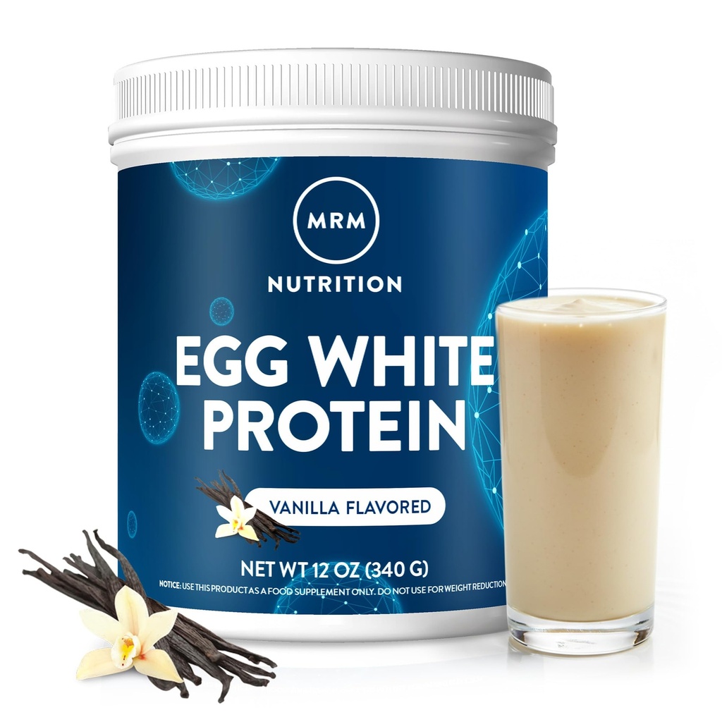 MRM Nutrition Egg White Protein | Vanilla Flavored | 23g Fat-Free Protein | con enzimi digestivi | Valore Biologico Superiore | Clinicamente Testato | 10 Serve