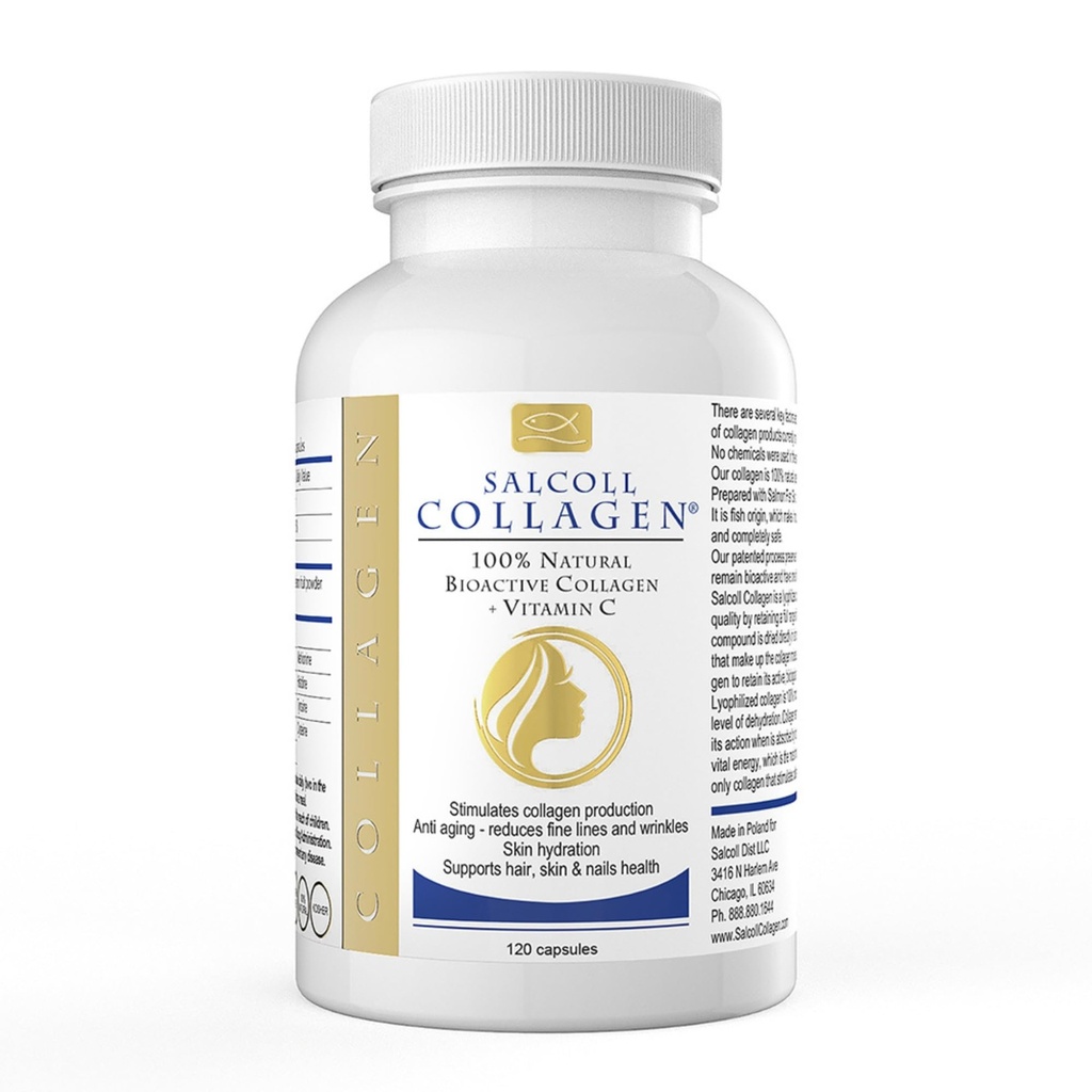 Salcoll Pure Marine Collagen Skin Capsules (120 Count) – Supplemento anti-invecchiamento per le donne e gli uomini, Boosts Collagen, Riduce rughe, Supporta pelle, Capelli e Unghie con idratazione e nutrimento