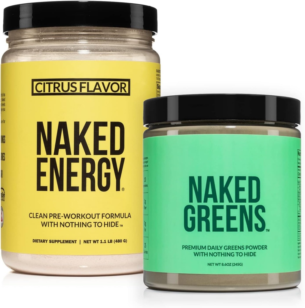 NAKED Vegan Energizing Bundle Citrus Alimentazione Energetica Super Greens Polvere Greens Organic Greens Supplemento