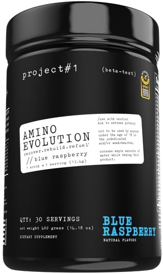 Progetto #1 AminoEVolution: Muscle Support & Recovery | BCAA's, EAA's, Electrolytes Powder | Keto-Friendly Energy Boost | Pre Workout for Men & Women | 30 Servings - Blue Raspberry | Aminoacidi