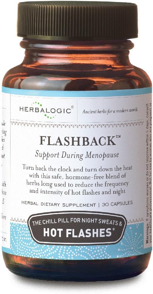 Herbalogic - Flashback Herb Capsule - Rilievo Naturale per Menopausal Hot Flashes, Nuvole Notturne, Insonnia, Irritabilità & Mood Swings - 30 Cap Count