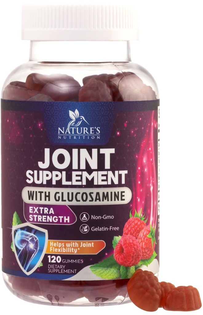 Supporto congiunto Gummies Glucosamine Plus Vitamina E - Integratore di supporto congiunto della natura per Discomfort occasionale per schiena, ginocchio e mani - Cartilage & Joint Health & Flexibility Support - 120 Gummies