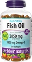 Webber Naturals Fish Oil 2850 mg, Alta potenza, 1800 mg Omega-3 per Serving, 120 Clear Enteric Softgels, No Fishy Aftertaste, Ultra-Purified, Supporta il cuore, Cognitivo, e Joint Health