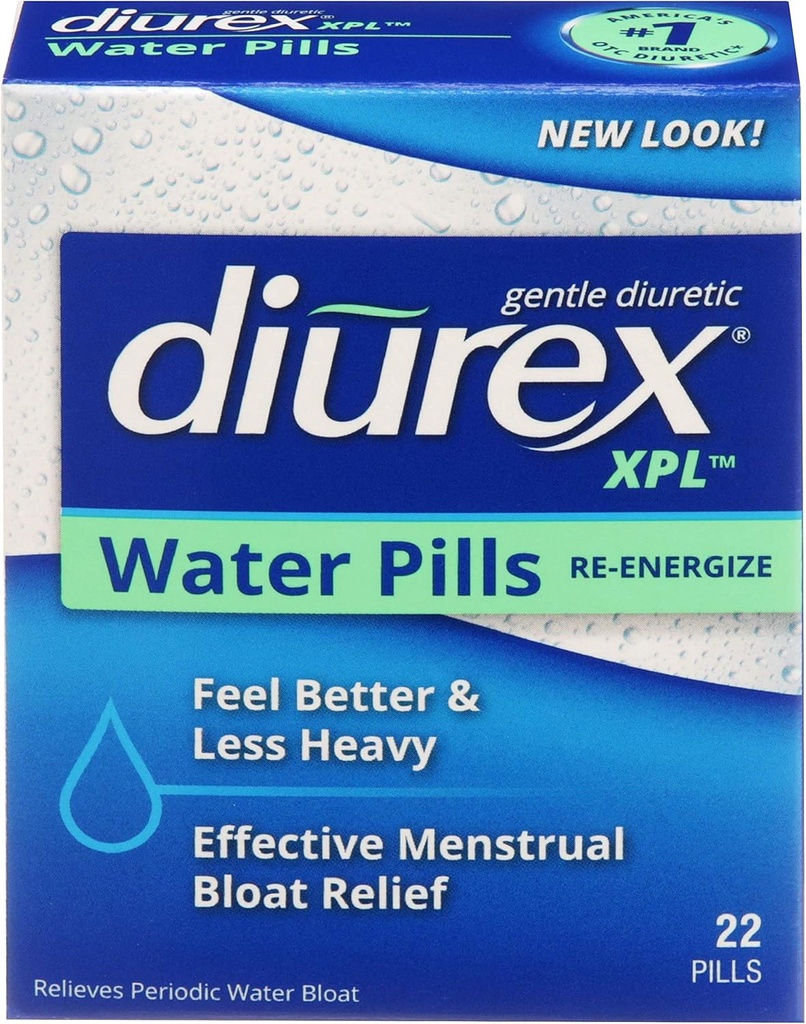 Diurex XPL Reenergizing Water Pills - Relieve Bloating & Fatigue - 22 Conte