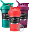 BlenderBottle Classic V2 Shaker Bottiglia Perfetta per Protein Shaker e Pre Workout, 20-Ounce (3 Pack), Rosso, Verde, Plum