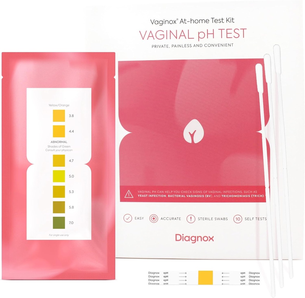 DIAGNOX HEALTH Women Vaginal pH Test Kit | Sterile Swabs | Home Yeast Infection Test & BV Test Strips | Fast, Accurate, Clinical Grade pH Balance Home Test | FSA/HSA Eleggibile (Pack of 10)