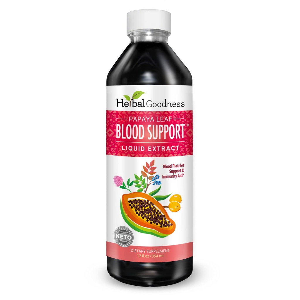 Papaya Leaf Sangue Supporto Liquido - 15X Forza - Papaya Leaf Extract - Piatti sani, Sangue Cleanse, Digestione, Papaya Enzyme -12oz Liquido - Bontà Erba (1 btl)