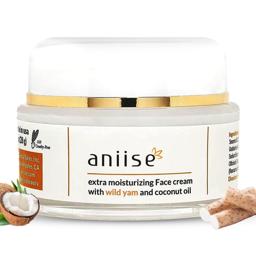 Crema di faccia idratante Wild Yam con olio di cocco - Crema di Yam Selvatica per Menopause & Rilievo mestruale - Stabilizza livelli di ormone - Crema anti-invecchiamento per pelle molto secca - 1 oz