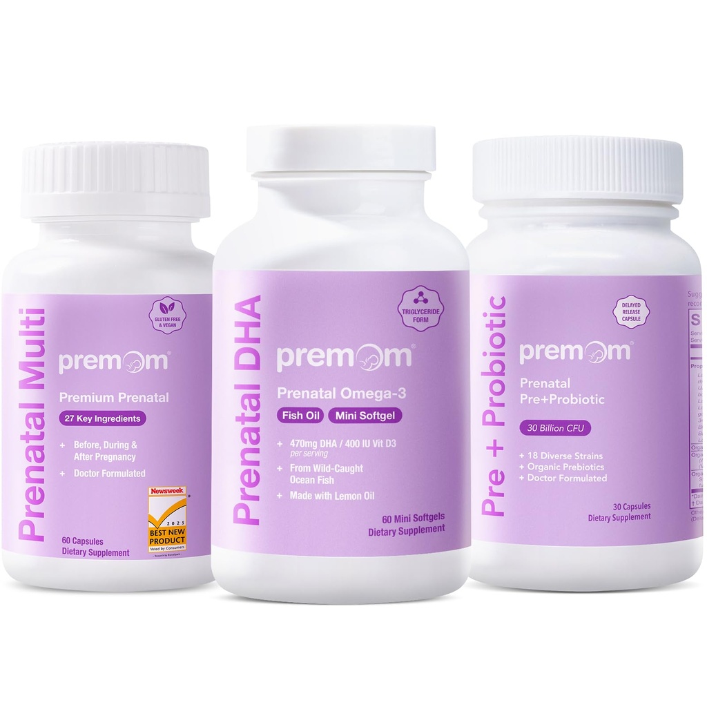 Probiotici prenatali + Prenatali DHA Fish Oil + Vitamina di Formula Prenatale