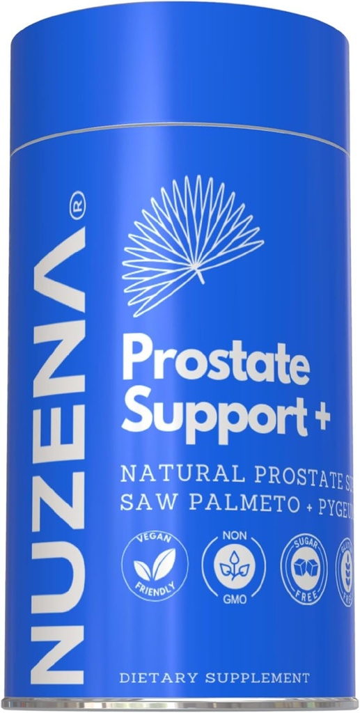 Nuzena Prostate Support +, Formula avanzata con Saw Palmetto, Bacche Juniper e Estratto di Quercetin per aiutare gli uomini a sostenere una prostata allargata, Made in USA (60 capsule)